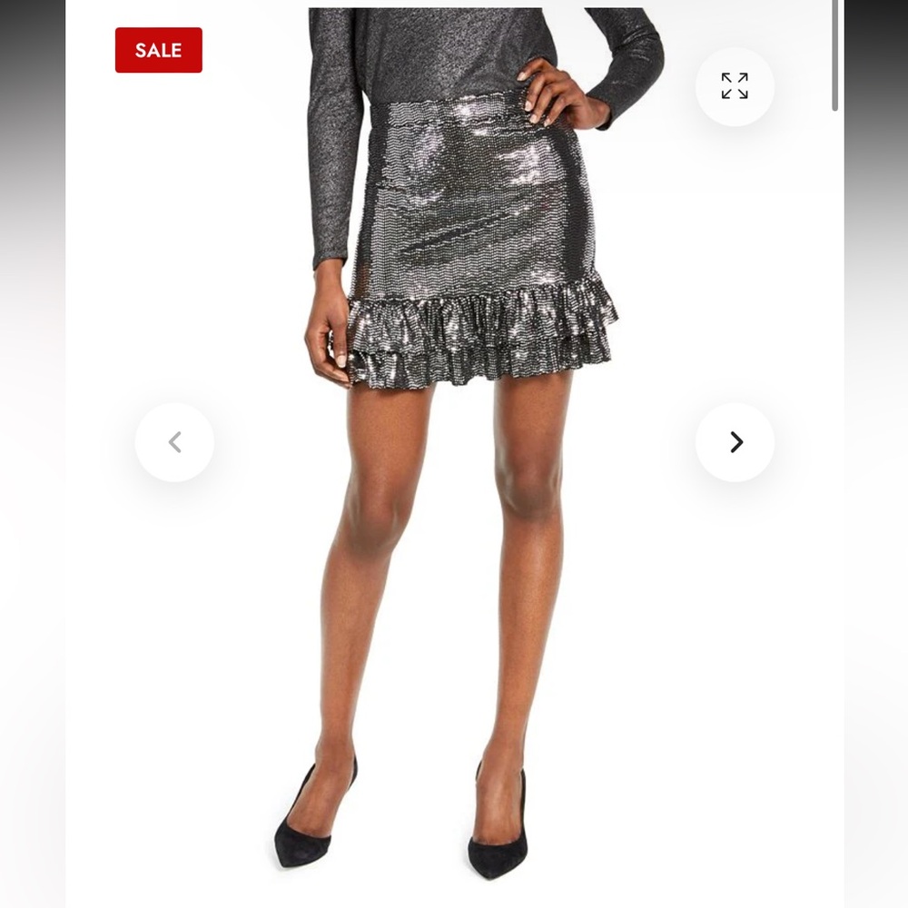 NWT MICHAEL Michael Kors Tiered Metallic Ruffle Mini Skirt sz S